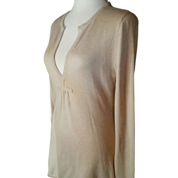 Soft Surroundings Cream Color Knit V Neck Cashmere Rabbit Hair Sweater Medium - Picture 3 of 6